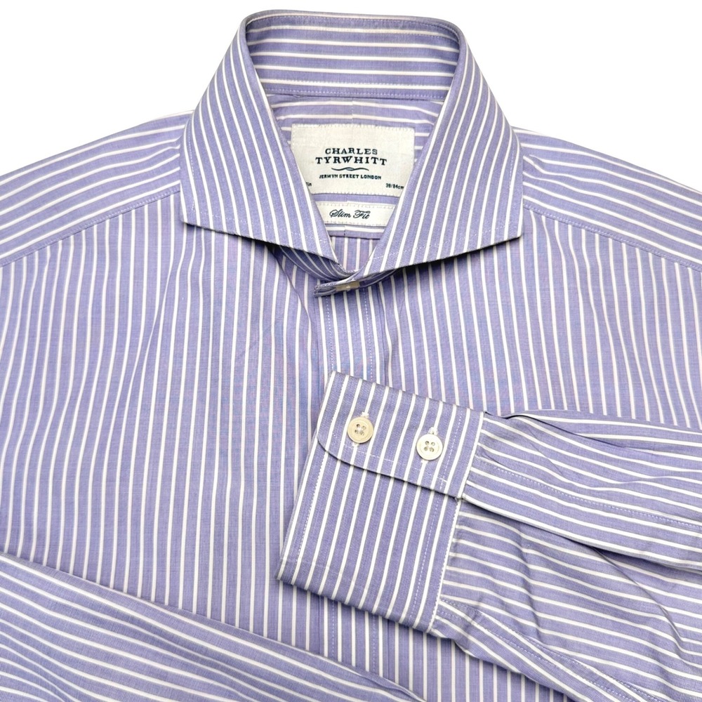Charles Tyrwhitt Mens Cotton Dress Shirt Slim Fit Preppy Coastal 15/33 Taiored